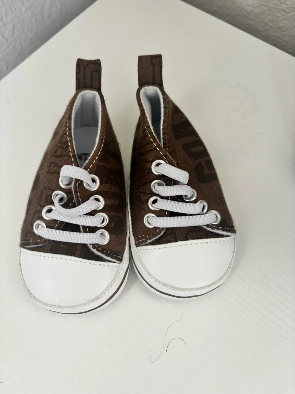 Kids Brown Canvas Slip-On Sneakers with White Toe